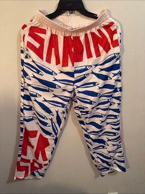 Women’s Blue & Red Fish Print Elastic-Waist Bottoms